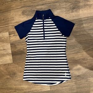 JOFIT Blue and White Striped Golf Top